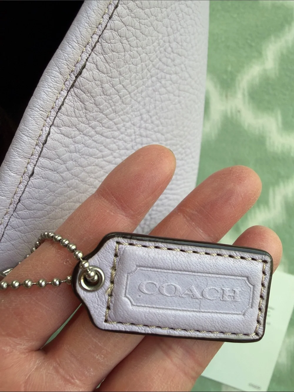 Coach Pebble Leather Shoulder Bag in Light Lavender lilac color
